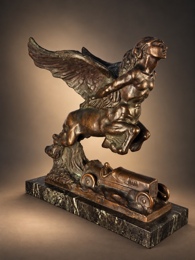 En vente :  Trophée automobile Art déco en bronze –FIAT 1924 –  Luigi Fassino Turin
