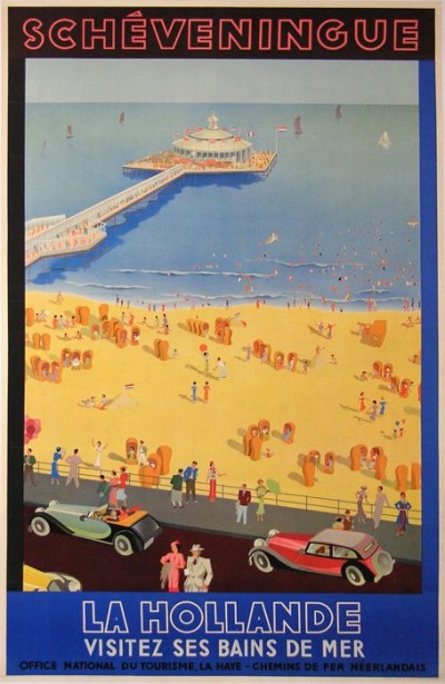 En vente :  SCHEVENINGUE - BAINS DE MER EN HOLLANDE affiche ancienne