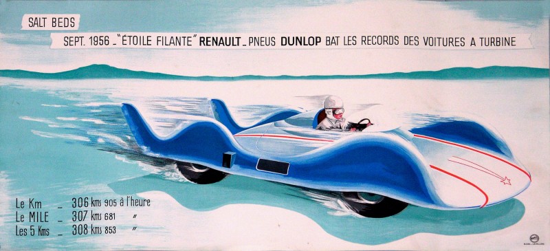 En vente :  DUNLOP BAT LES RECORDS DES VOITURES A TURBINE  - L' ETOILE FILANTE - RENAULT SALT BEDS