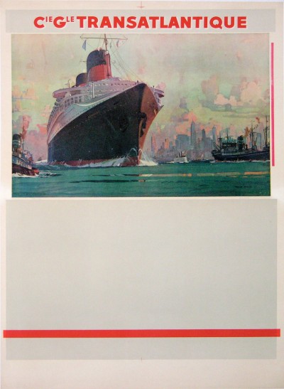 En vente :  COMPAGNIE GENERALE TRANSATLANTIQUE NORMANDIE Avant la lettre - AFFICHE ANCIENNE