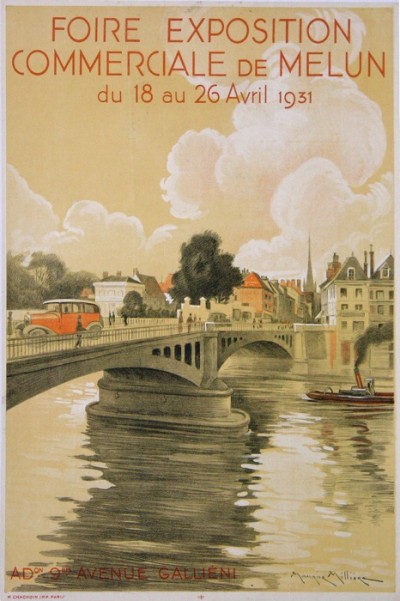 En vente :  FOIRE EXPOSITION COMMERCIALE DE MELUN AFFICHE ANCIENNE 1931