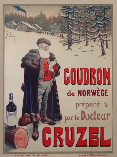 En vente :  GOUDRON DE NORWÈGE (NORVÈGE ) DOCTEUR CRUZEL AFFICHE ANCIENNE MEDICAMENT