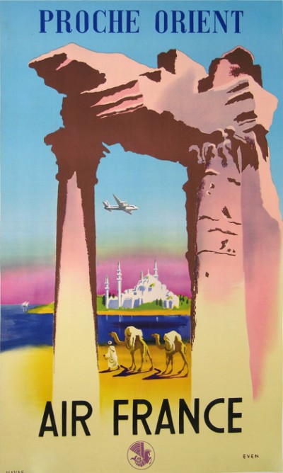 En vente :  AFFICHE ANCIENNE AIR FRANCE PROCHE ORIENT par EVEN