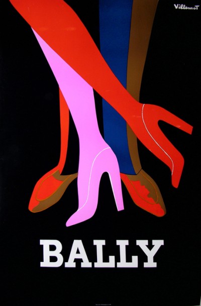 En vente :  62- AFFICHE ANCIENNE CHAUSSURES BALLY  -  LES JAMBES