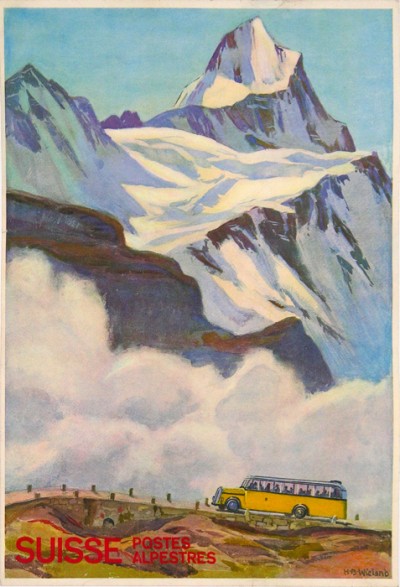 En vente :  SUISSE POSTES ALPESTRES AFFICHE ANCIENNE par WIELAND