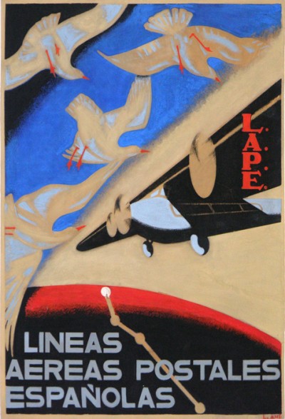 En vente :  LINEAS AEREAS POSTALES ESPANOLAS PROJET D'AFFICHE