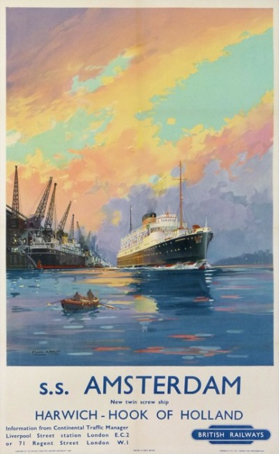 En vente :  SS AMSTERDAM NEW TWIN SCREW SHIP HARWICH-HOOK OF HOLLAND BRITISH RAILWAYS