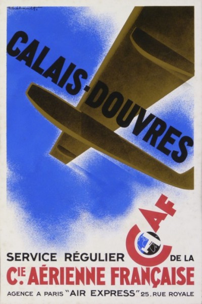 En vente :  CIE AERIENNE FRANÇAISE CALAIS DOUVRE -AIR EXPRESS-PROJET DE L'AFFICHE