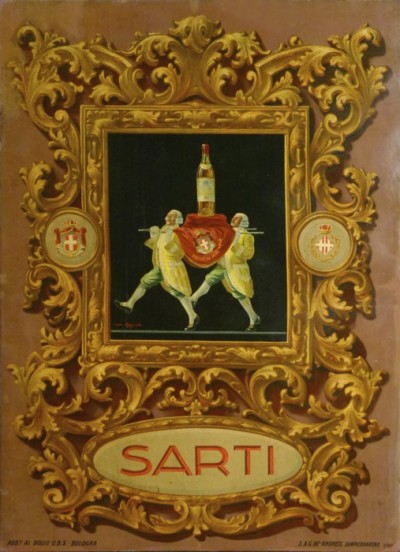 En vente :  SARTI  APERITIF -  GRANDE PLAQUE METAL LITHOGRAPHIE