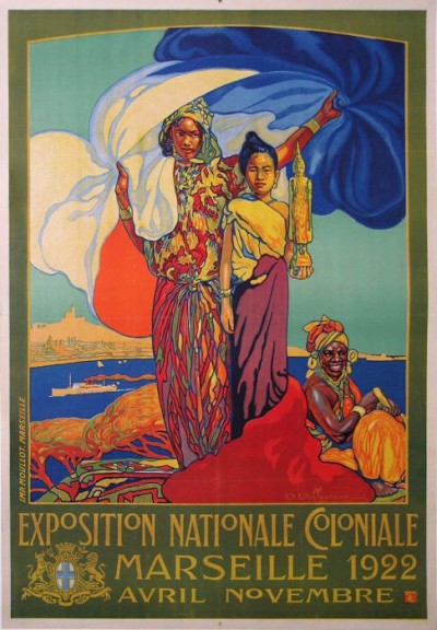 En vente :  EXPOSITION NATIONALE COLONIALE - MARSEILLE 1922 - AFFICHE DE GRANDE TAILLE