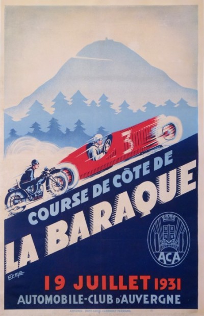 En vente :  COURSE DE COTE LA BARAQUE 1931 AUTOMOBILE CLUB D AUVERGNE ACA