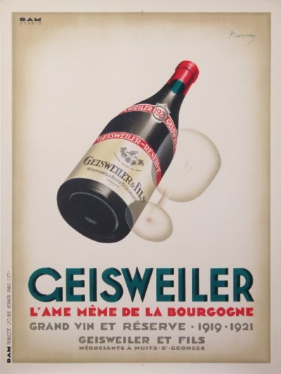 En vente :  GEISWEILER L'AME DE LA BOURGOGNE-GRAND VIN ET RESERVE 1919-1921