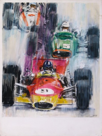 En vente :  COURSE AUTOMOBILE GRAND PRIX D'ALLEMAGNE MAQUETTE D'AFFICHE
