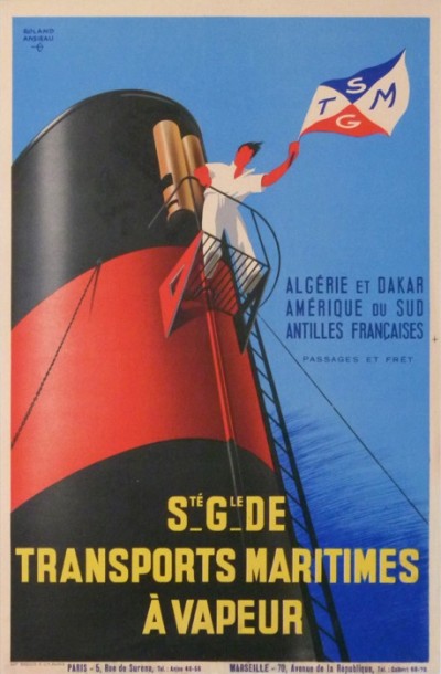 En vente :  Sté Gle de TRANSPORT MARITIME A VAPEUR-SGTM ALGERIE DAKAR AMERIQUE SUD ANTILLES